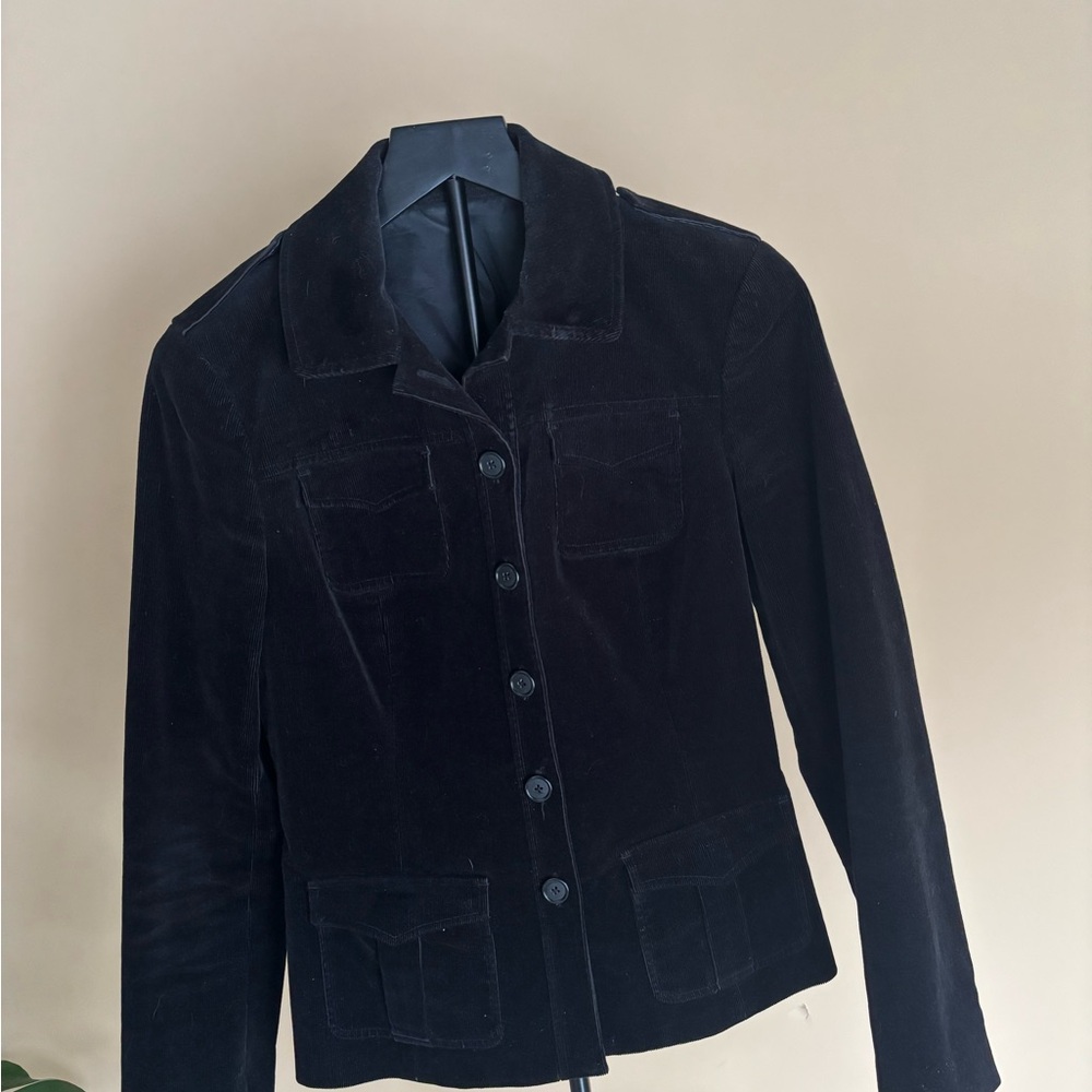 Elegant Black Corduroy Women's Jacket